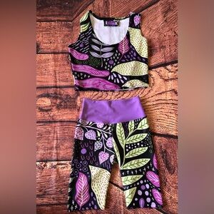 Loony Legs Floral Leggings‎ & Top  "Fairy Forest" Purple/Lime